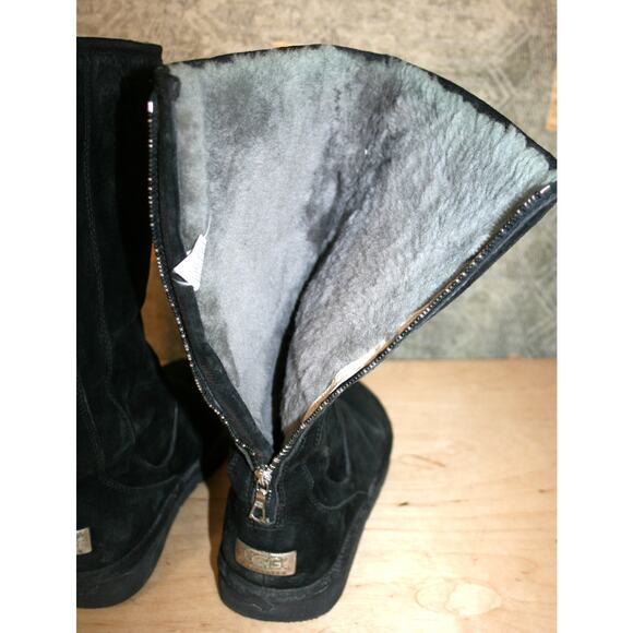 UGG Australia Black Leather Tall Boots w/Zipper 10 / 41 - Picture 5 of 7